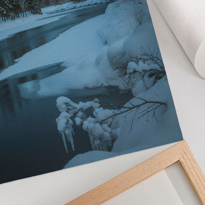 Hållbar väggposter Vinterlandskap flod träd stjärnor