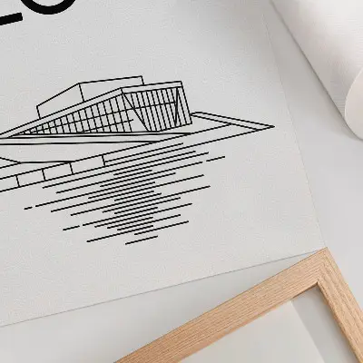Poster svartvitt motiv av modern arkitektur med hög kontrast