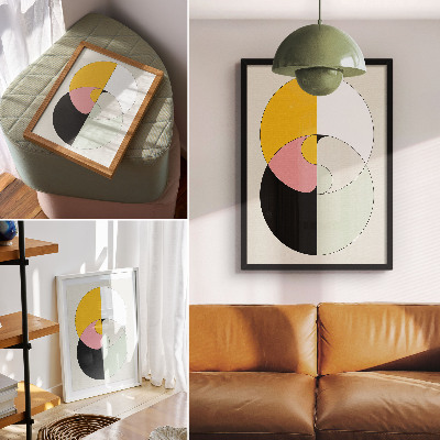 Hållbar väggposter Geometriska cirklar i kontrasterande färger i minimalistisk stil
