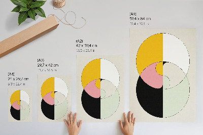 Hållbar väggposter Geometriska cirklar i kontrasterande färger i minimalistisk stil