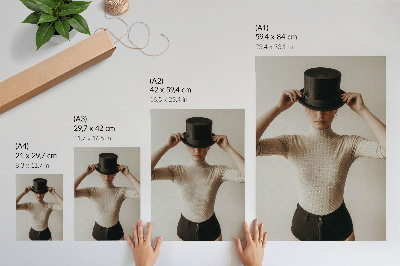 Dekorativ väggaffisch Retro elegans cylinderhatt subtilitet minimalism