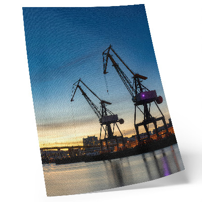 Poster Tranor mot bakgrund av ett dynamiskt solnedgångslandskap