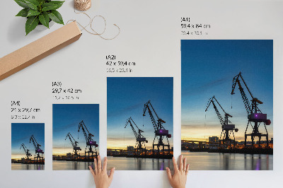 Poster Tranor mot bakgrund av ett dynamiskt solnedgångslandskap