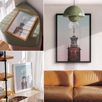 Poster Tornmånebakgrund pastell lugn