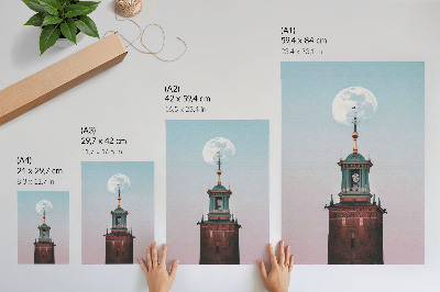 Poster Tornmånebakgrund pastell lugn