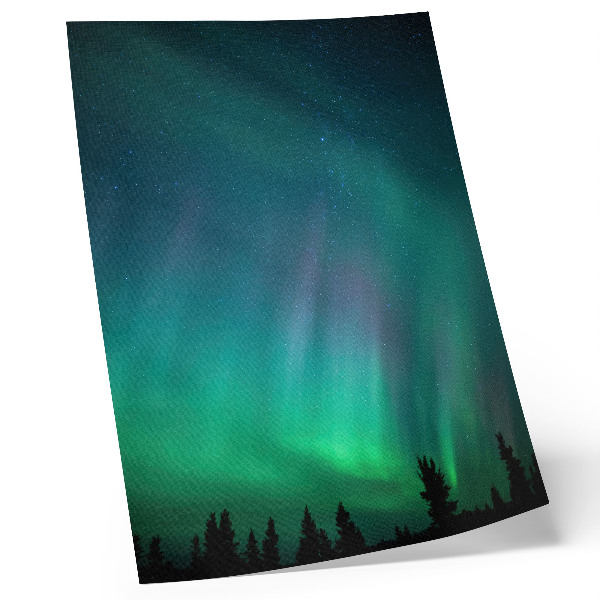 Hållbar väggposter Aurora Borealis turkos himmel glittrande stjärnor