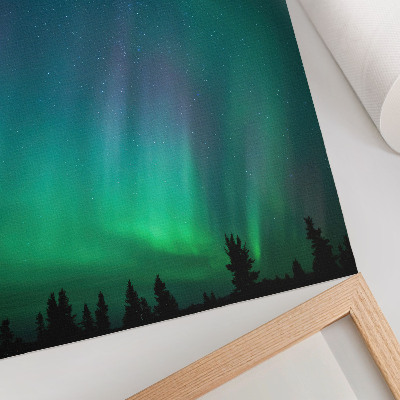 Hållbar väggposter Aurora Borealis turkos himmel glittrande stjärnor