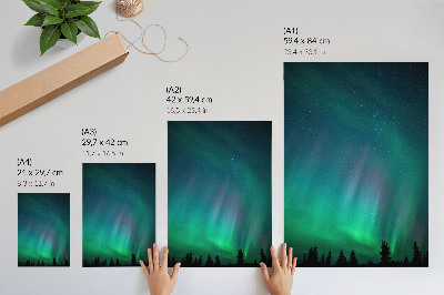 Hållbar väggposter Aurora Borealis turkos himmel glittrande stjärnor