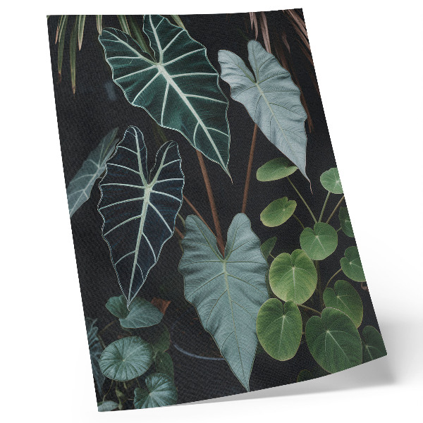 Hållbar väggposter Gröna blad kontrast mörk bakgrund modern