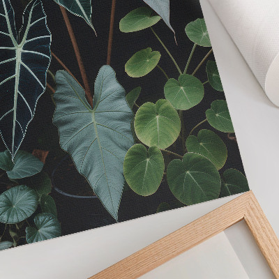 Hållbar väggposter Gröna blad kontrast mörk bakgrund modern