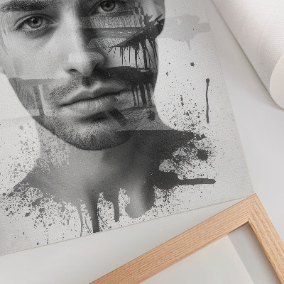 Hållbar väggposter Imponerande mans ansikte i minimalistisk stil