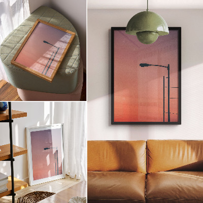 Affisch Minimalistisk lampa romantisk solnedgång modernitet