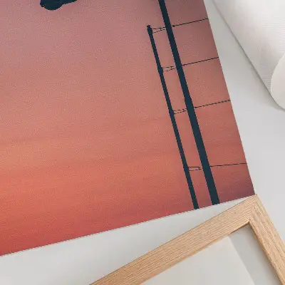 Affisch med minimalistisk lampa motiv av romantisk solnedgång i modern stil