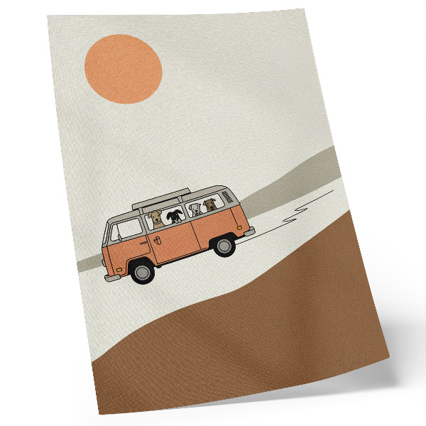 Affisch Orange husbil minimalistisk semester