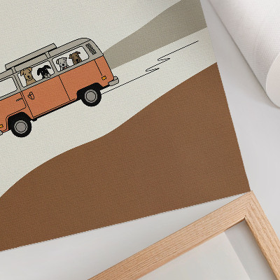 Affisch Orange husbil minimalistisk semester
