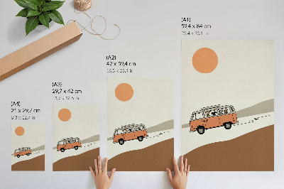 Affisch Orange husbil minimalistisk semester