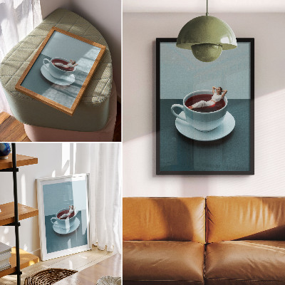 Hållbar väggposter En surrealistisk kopp avkoppling