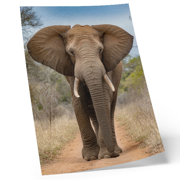 Dekorativ väggaffisch Elefant på en stig i ett afrikanskt landskap