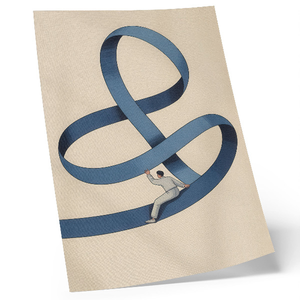 Poster Blå tejp beige bakgrund dynamisk figur