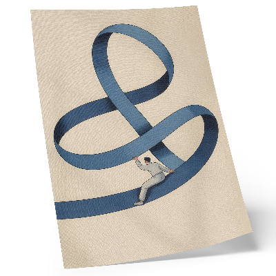 Poster Blå tejp beige bakgrund dynamisk figur