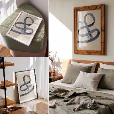 Poster Blå tejp beige bakgrund dynamisk figur