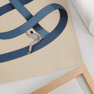 Poster Blå tejp beige bakgrund dynamisk figur