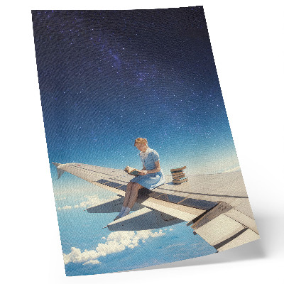 Dekorativ väggaffisch Flicka på flygplansvingen universumböcker