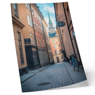 Hållbar väggposter Pittoresk gata med medeltida byggnader