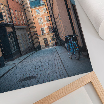 Hållbar väggposter Pittoresk gata med medeltida byggnader