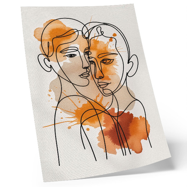 Poster Ansiktskonturer orange prickar modern stil