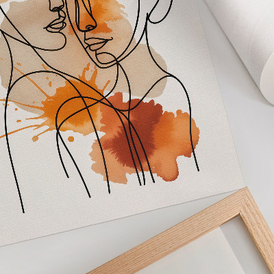 Poster Ansiktskonturer orange prickar modern stil