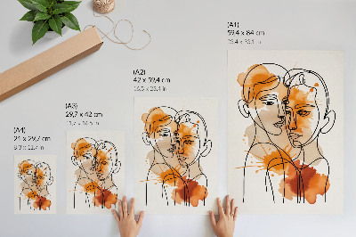 Poster Ansiktskonturer orange prickar modern stil