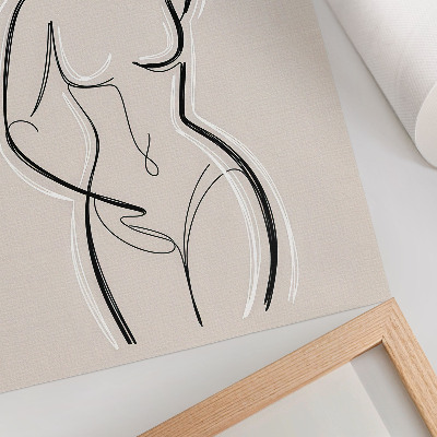 Hållbar väggposter En minimalistisk silhuett av en kvinna mot en beige bakgrund
