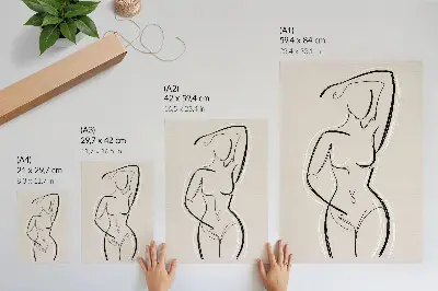 Hållbar väggposter minimalistisk silhuett av en kvinna mot en beige bakgrund