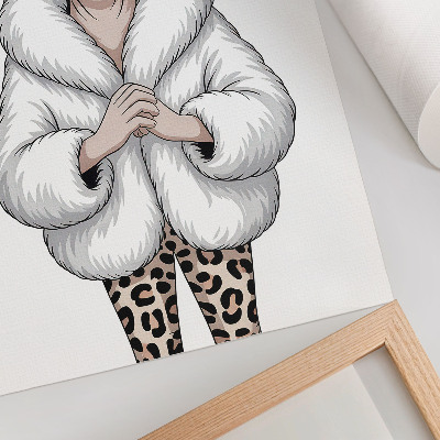 Poster Katt i pälskappa och leopardmönsterbyxor