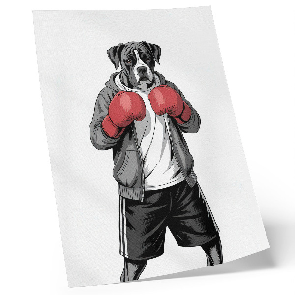 Hållbar väggposter Boxerhunds boxningshandskar i sportig stil