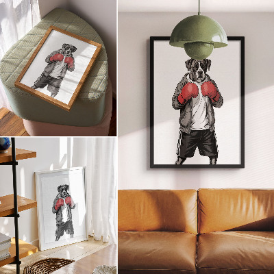 Hållbar väggposter Boxerhunds boxningshandskar i sportig stil
