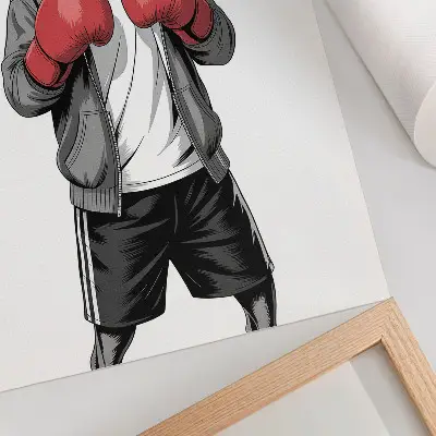 Väggposter boxerhund med boxningshandskar i sportig stil