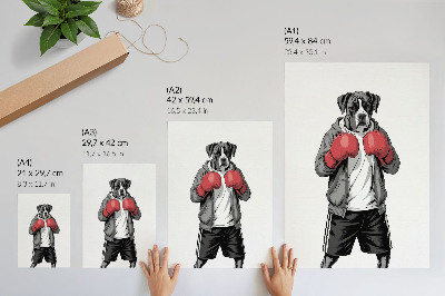 Hållbar väggposter Boxerhunds boxningshandskar i sportig stil