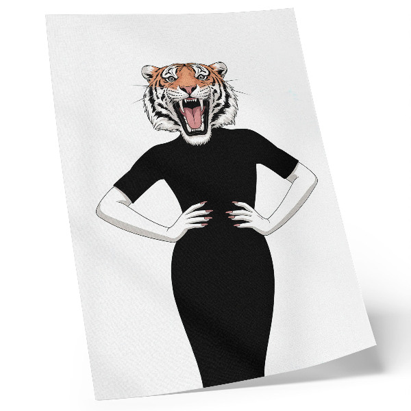 Poster Surrealistisk kombination av tiger och klänning