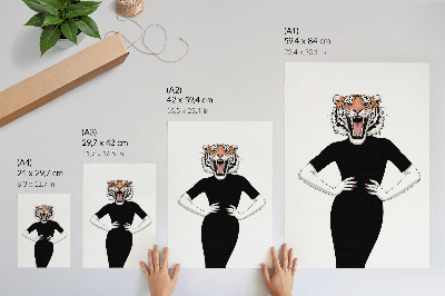 Poster Surrealistisk kombination av tiger och klänning