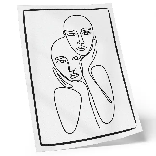 Dekorativ väggaffisch med ansiktskonturer i svart minimalistisk elegans
