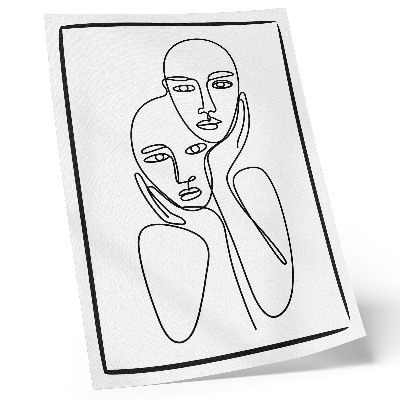Dekorativ väggaffisch Ansiktskonturer svarta linjer minimalism elegans