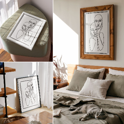 Dekorativ väggaffisch Ansiktskonturer svarta linjer minimalism elegans