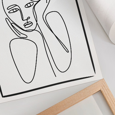 Dekorativ väggaffisch Ansiktskonturer svarta linjer minimalism elegans