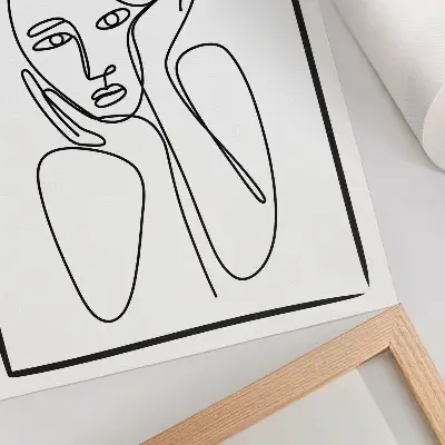 Dekorativ väggaffisch med ansiktskonturer i svart minimalistisk elegans