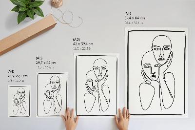Dekorativ väggaffisch Ansiktskonturer svarta linjer minimalism elegans