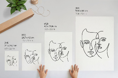 Poster Minimalistiska porträtt linjekonst djup känslor