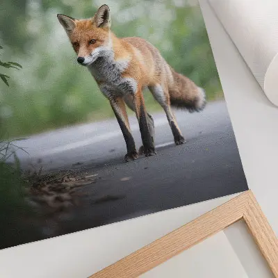 Dekorativ väggaffisch räv i grön natur med minimalistisk fredsdesign
