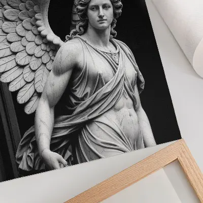 Dekorativ väggaffisch ängelskulptur i marmor med detaljrik och elegant design